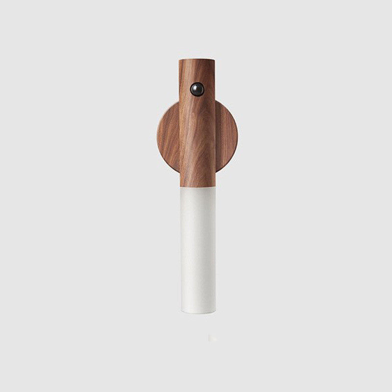 PIR Motion Sensor Night Light – Magnetic Wooden LED Wall Lamp, Rechargeable