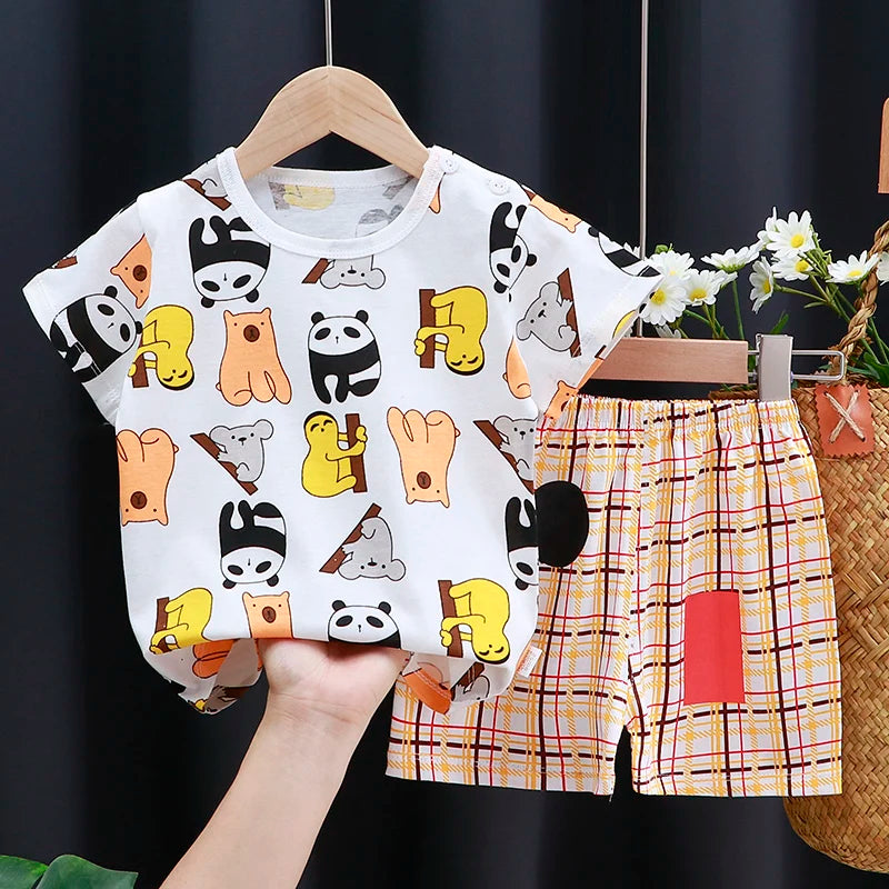 Kids Clothes Set featuring a playful monkey design, showcasing fun activities like ice and sponge application for kids.