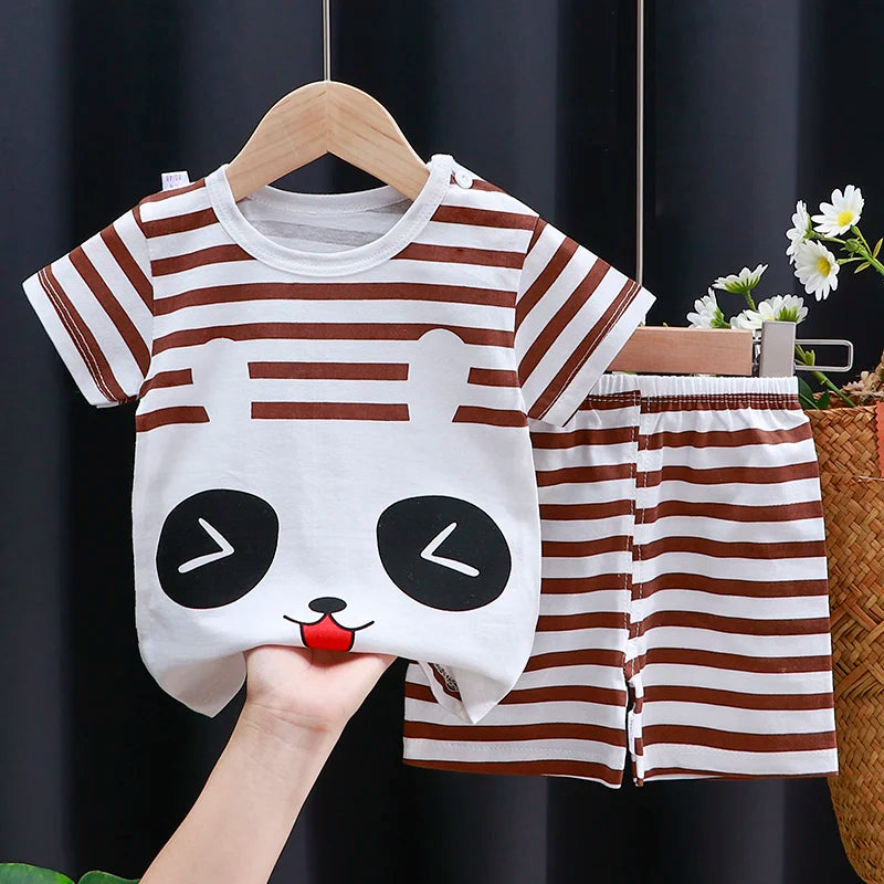 Kids Clothes Set featuring a playful monkey design, showcasing fun activities like ice and sponge application for kids.