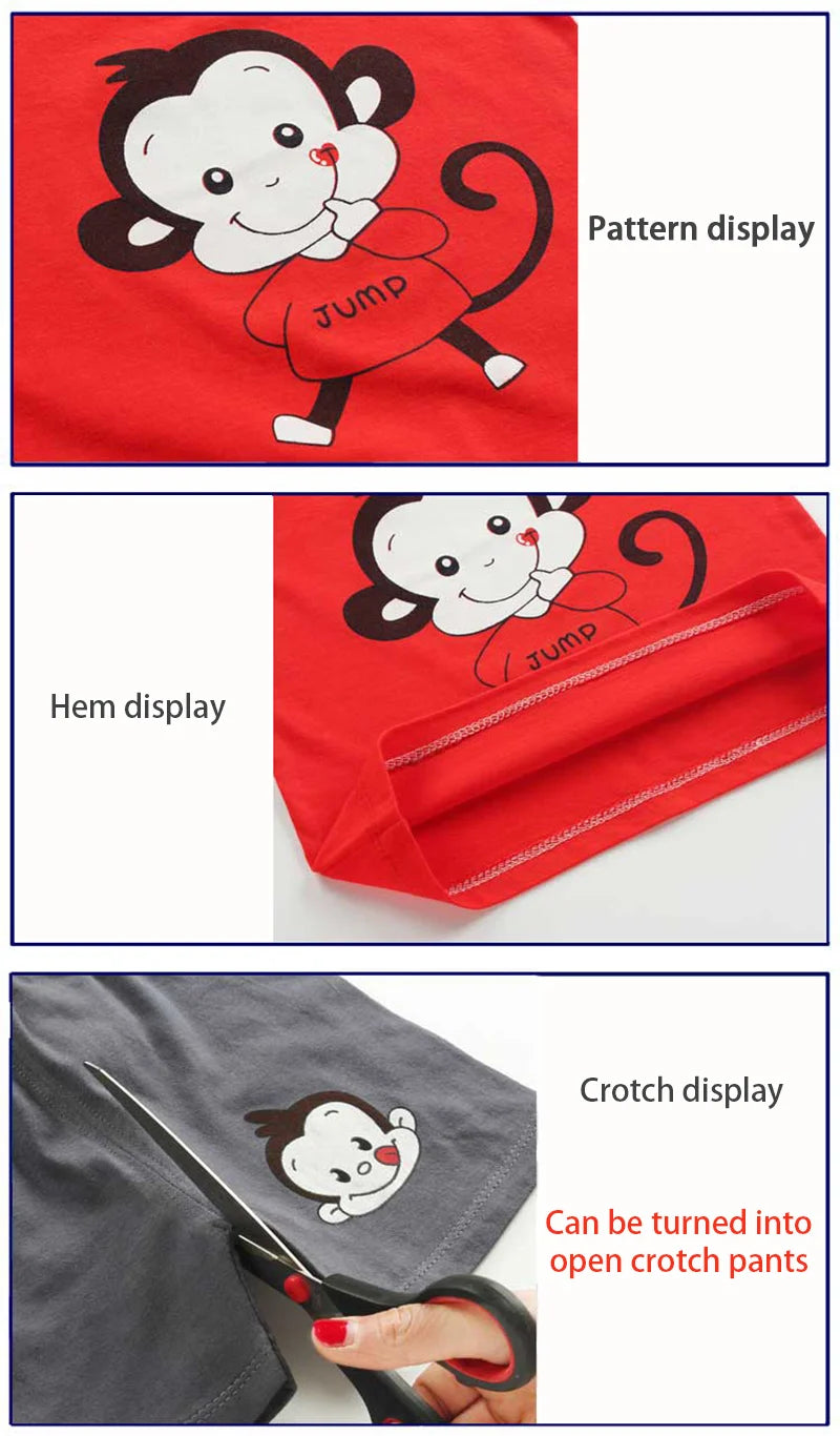 Kids Clothes Set featuring a playful monkey design, showcasing fun activities like ice and sponge application for kids.