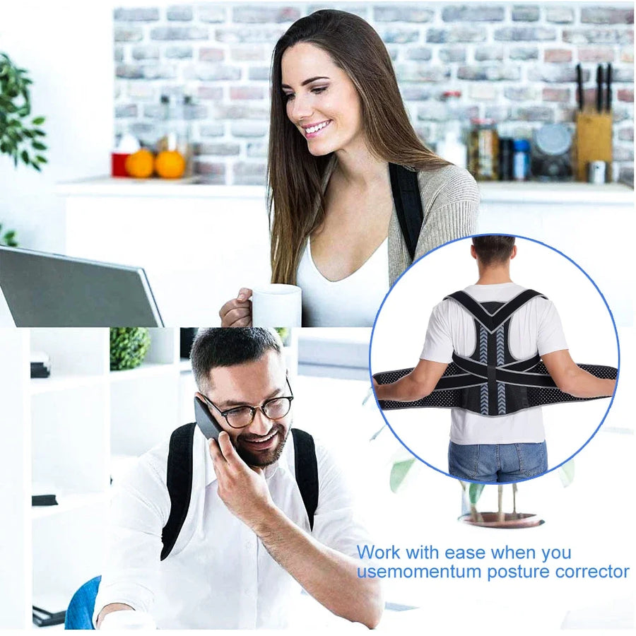 Posture Corrector for Back Pain – Adjustable Brace for Upper & Lower Back, Lumbar Support