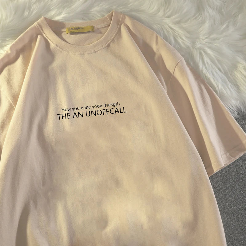 Man's T-shirt Fashion Letter Print T Shirt Man in light pink with unique lettering design for summer fashion.