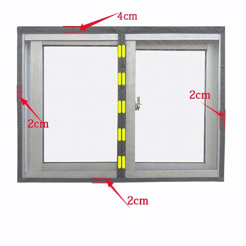Window with measurements marked on a white background