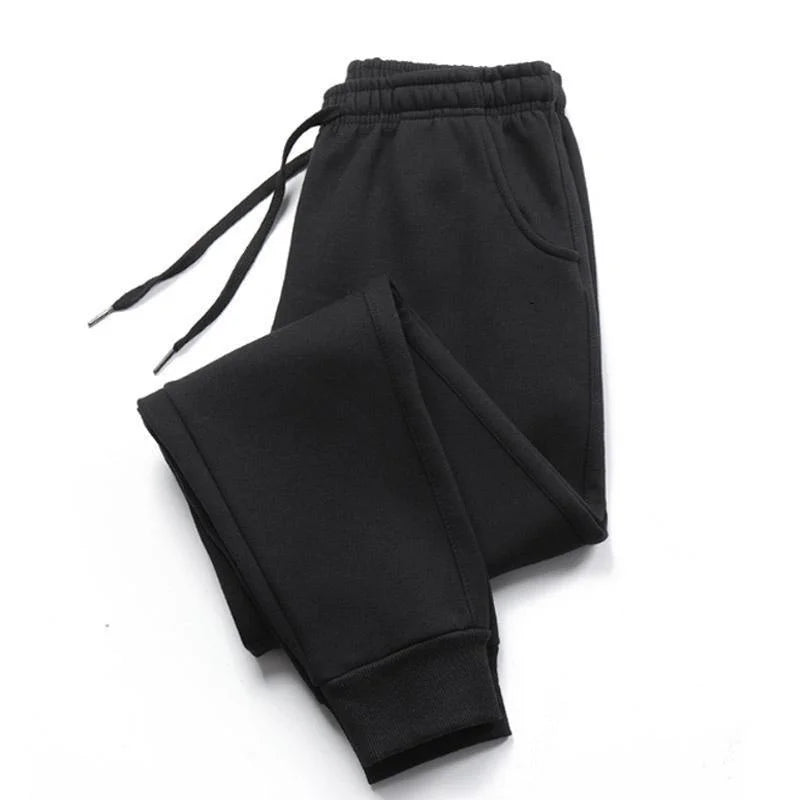 Men's black casual jogger sweatpants on white background