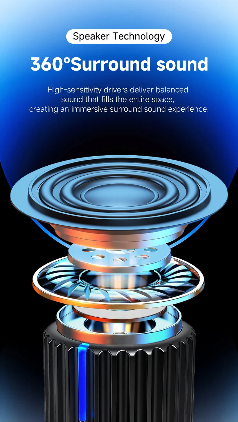 Portable Magnetic Bluetooth Speaker – Waterproof, Stereo Surround Sound with Subwoofer