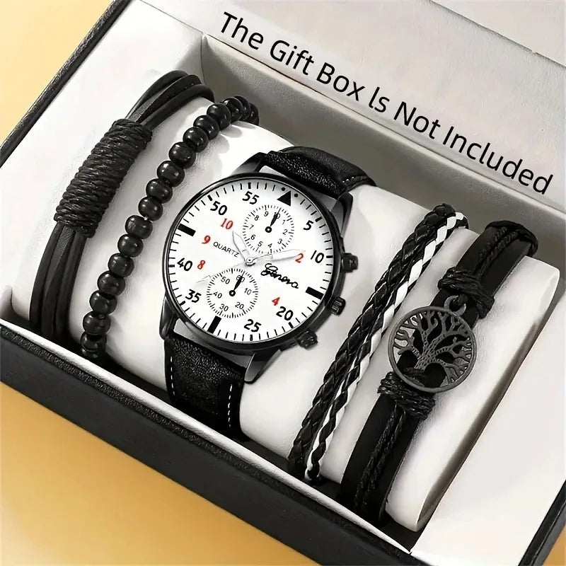 Men’s Hip-Hop Style Quartz Watch & Bracelet Set