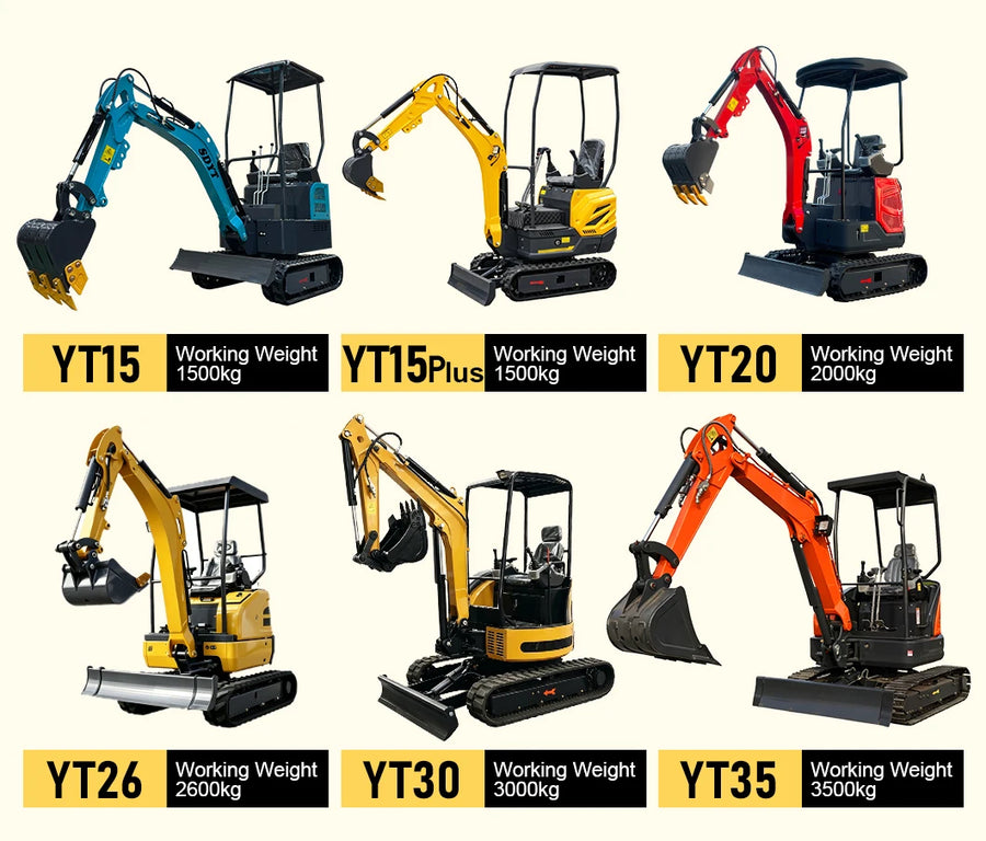 1.5 Ton Mini Excavator – Compact Micro Digger with Custom Colors for Greenhouse & Farm