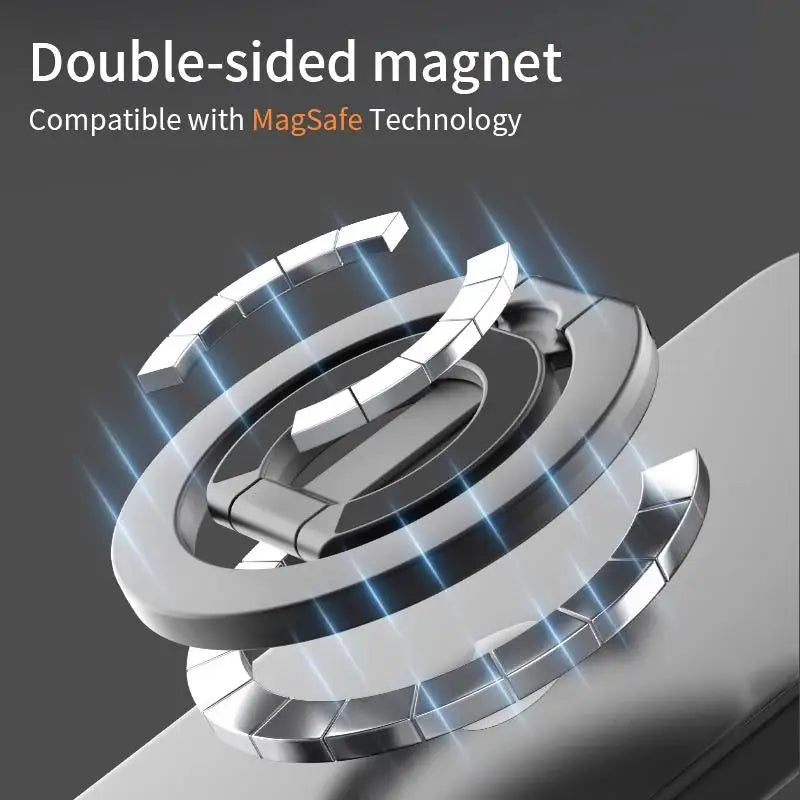 Magnetic Phone Stand – Double-Sided Ring Holder, Folding Desktop Bracket, 360° Rotation