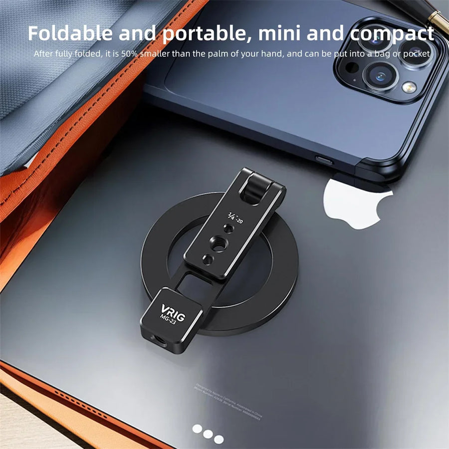 Magnetic Phone Tripod Mount – MagSafe Cold Shoe Mount with 1/4 Screw for iPhone & Android