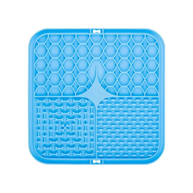 Blue silicone mat with textured design on a white background