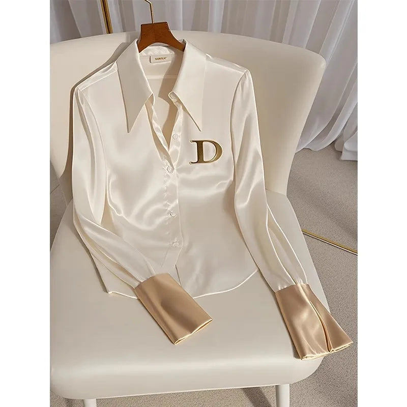 Women's Autumn Blouse, Western-Style Long Sleeve Turn-Down Collar Top