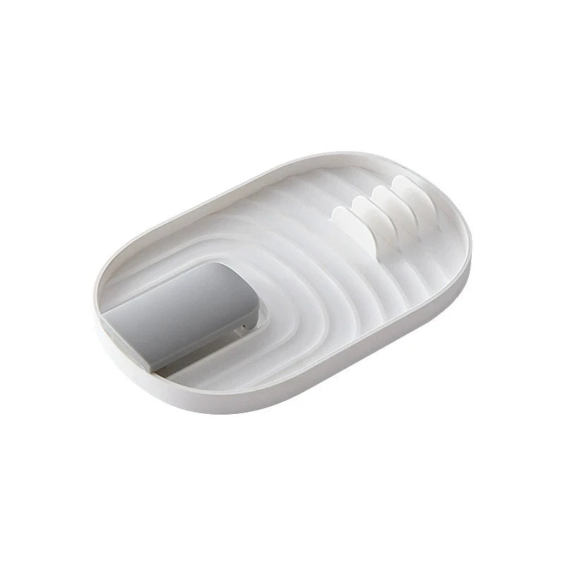 Spoon rest and pot lid holder front view