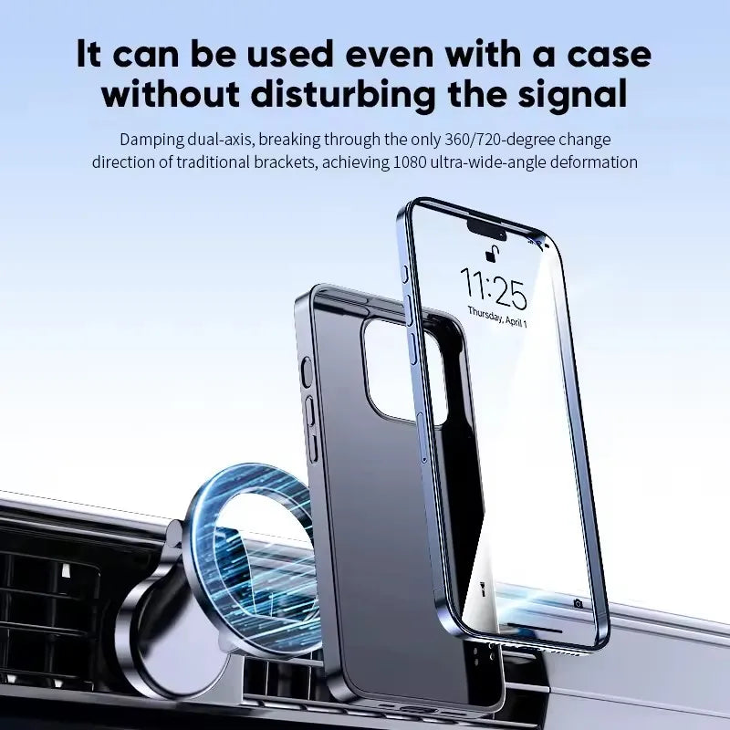 MagSafe Car Phone Holder, 360-Degree Rotating Magnetic Mount for Vehicles