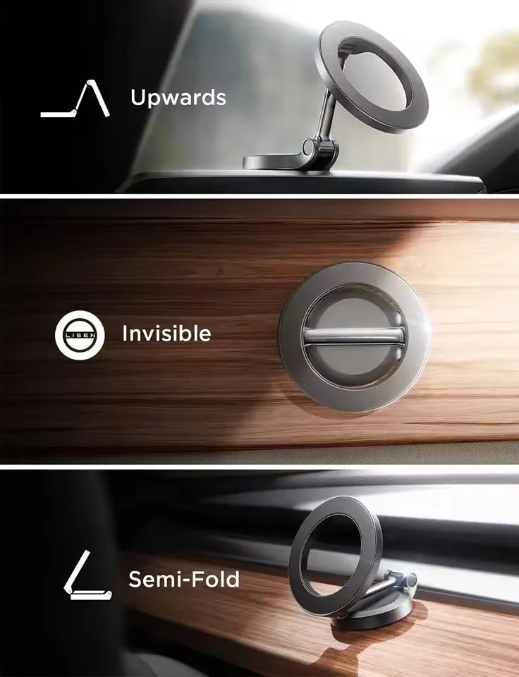 Phone on magnetic car mount
