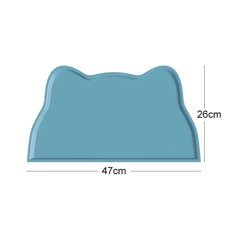 Blue pet feeding mat size chart – non-slip placemat dimensions
