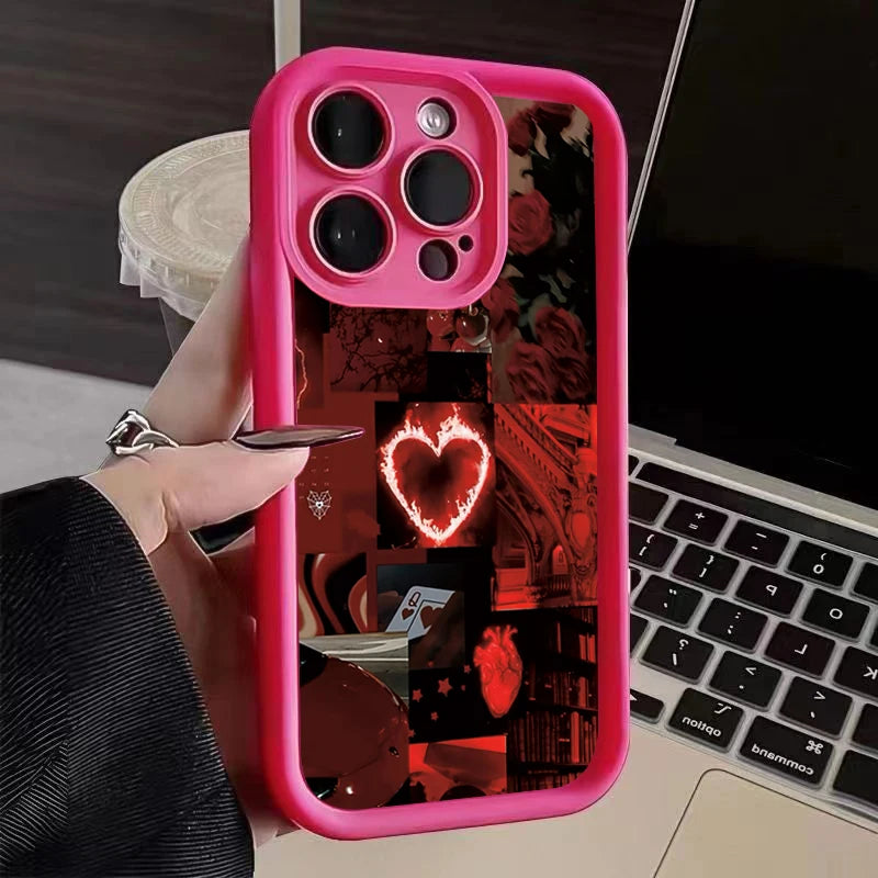 Red Scenery Phone Case for iPhone 11-17 Pro Max, Stylish Printed TPU