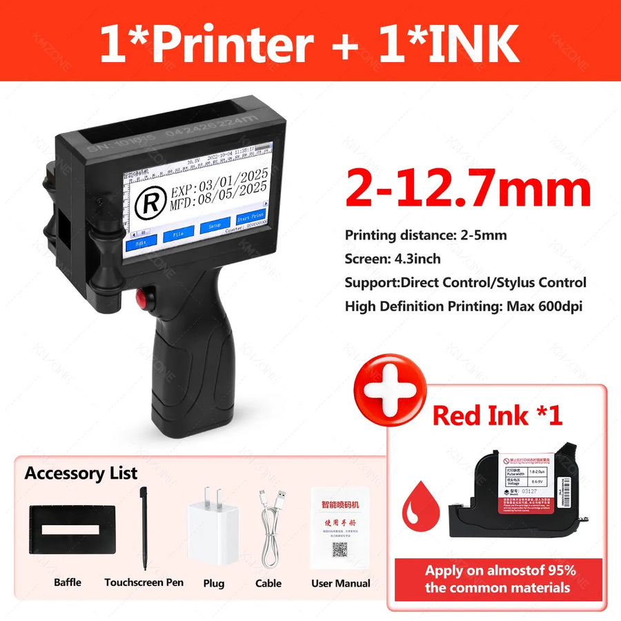 Portable handheld inkjet printer front view