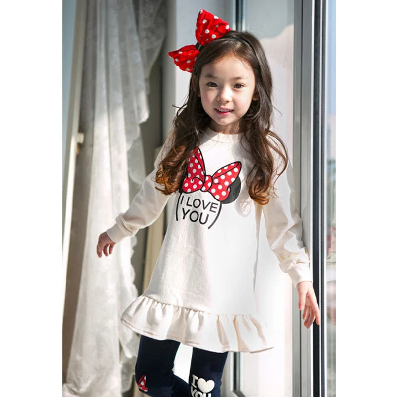 Kids Clothing Set spring autumn cartoon bow knot outfit