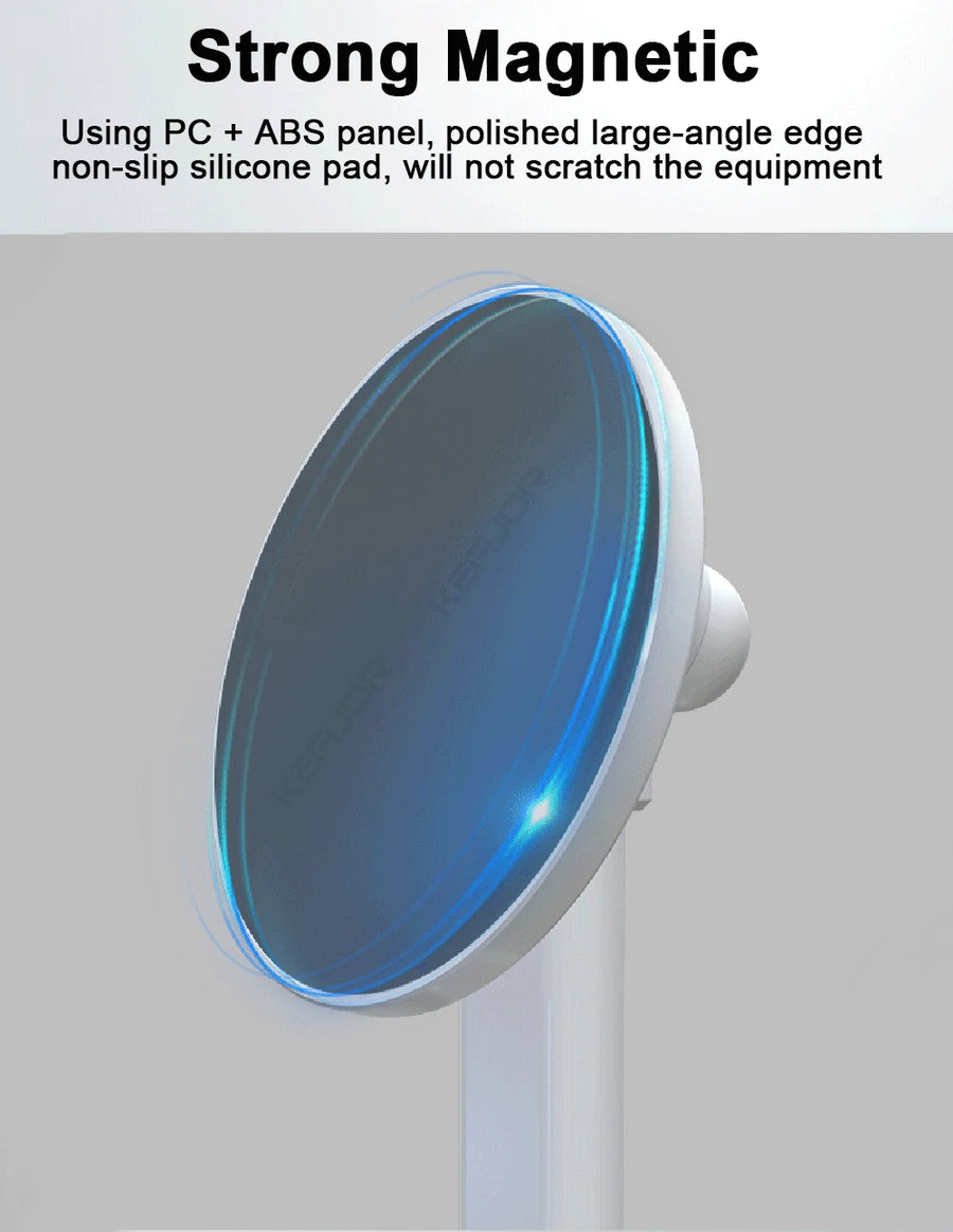 Strong magnetic device with blue light on a gray background