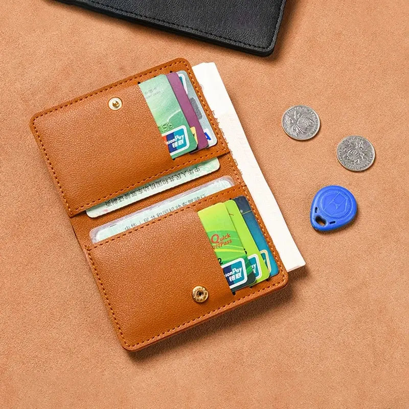 Slim PU Leather Wallet, Ultra-Thin Card Holder for Men and Women