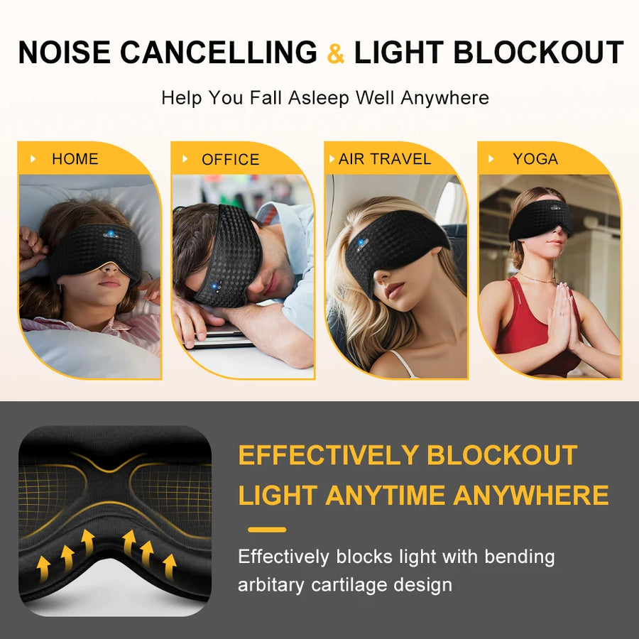 Bluetooth Sleep Headphones – 3D Eye Mask with Music, Soft Breathable