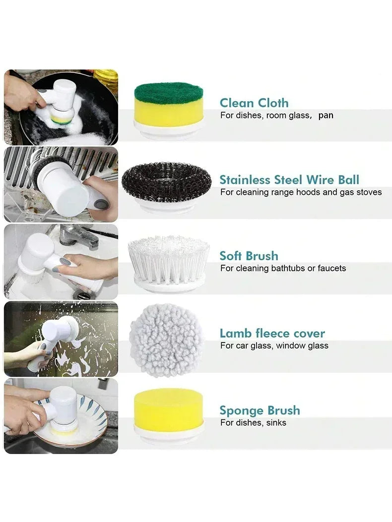 Cordless Electric Spin Scrubber – for Bathroom & Kitchen, with Brush Heads