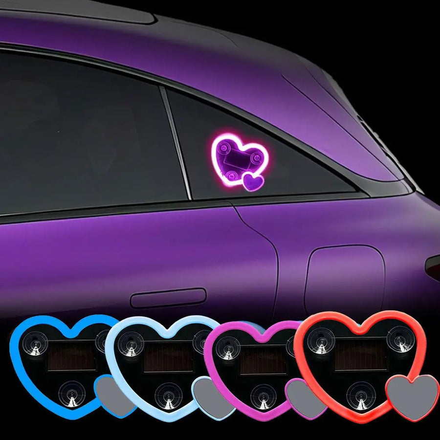 Solar Powered Car Neon Light – Heart-Shaped, Triangular Windows