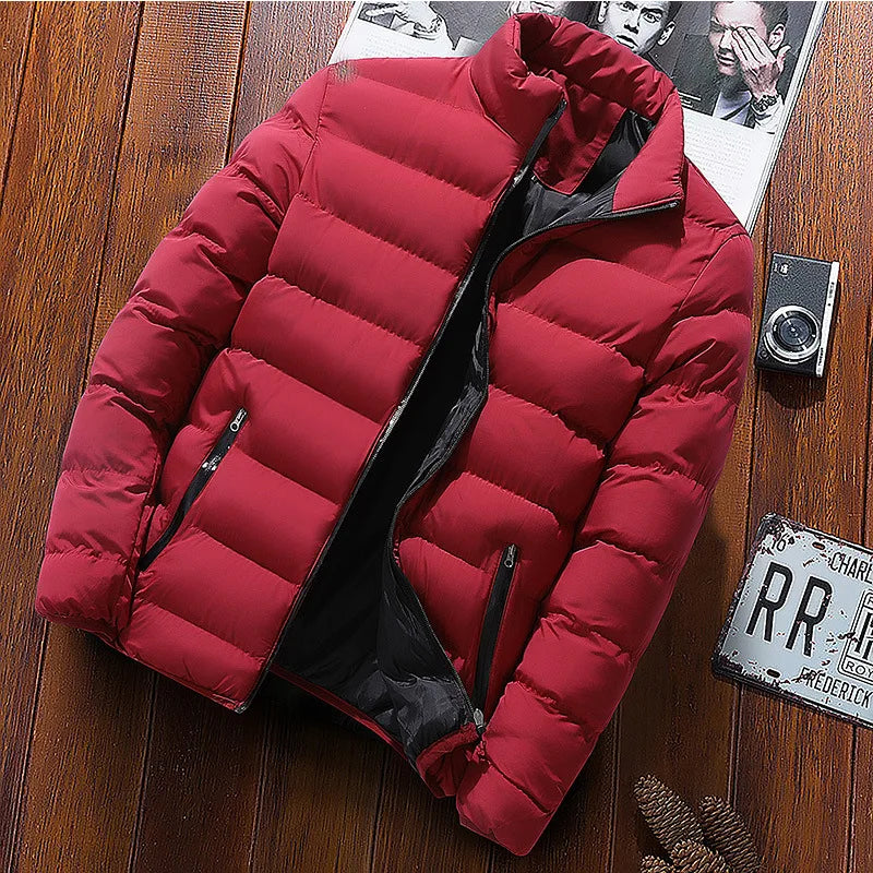 Men's winter jacket with stand collar, windproof casual coat