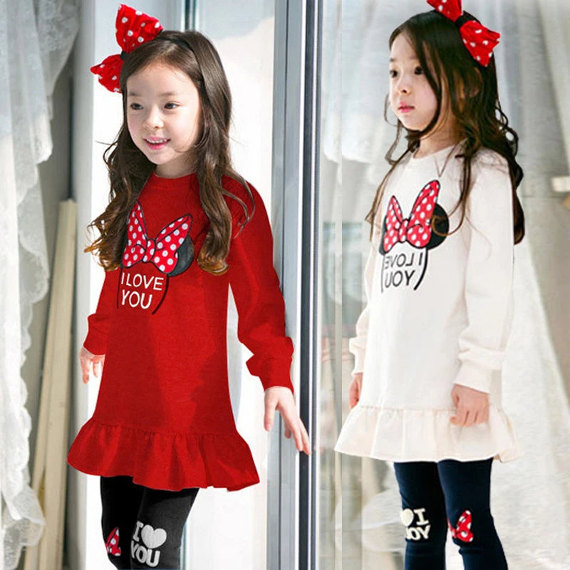 Kids Clothing Set spring autumn cartoon bow knot outfit