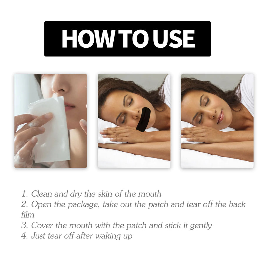 Instructions on how to use a patch, shown with a woman applying it to her face.