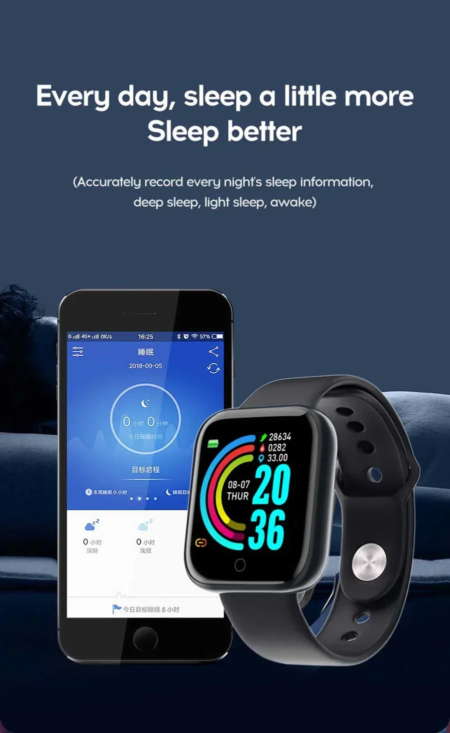 Smart Watch Y68 – rear heart rate sensor