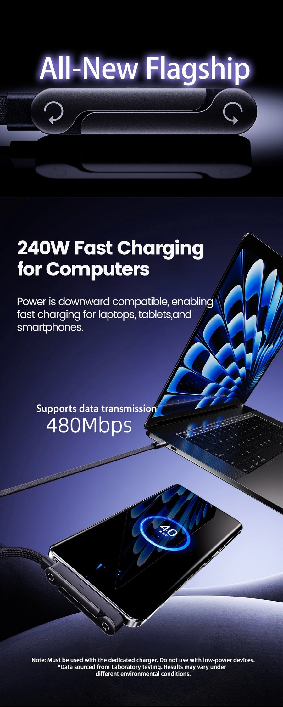 240W USB-C Fast Charging Cable – tangle-resistant braided jacket