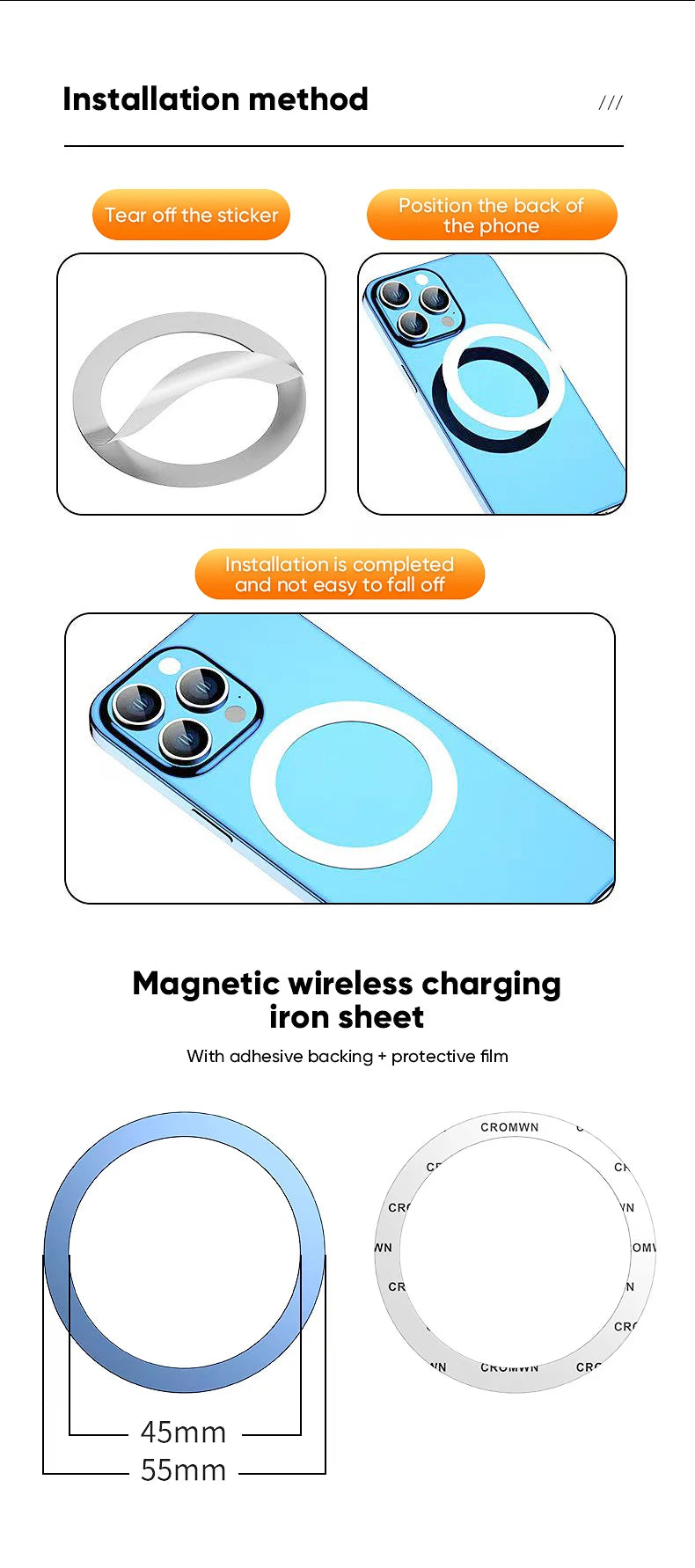 MagSafe Car Phone Holder, 360-Degree Rotating Magnetic Mount for Vehicles
