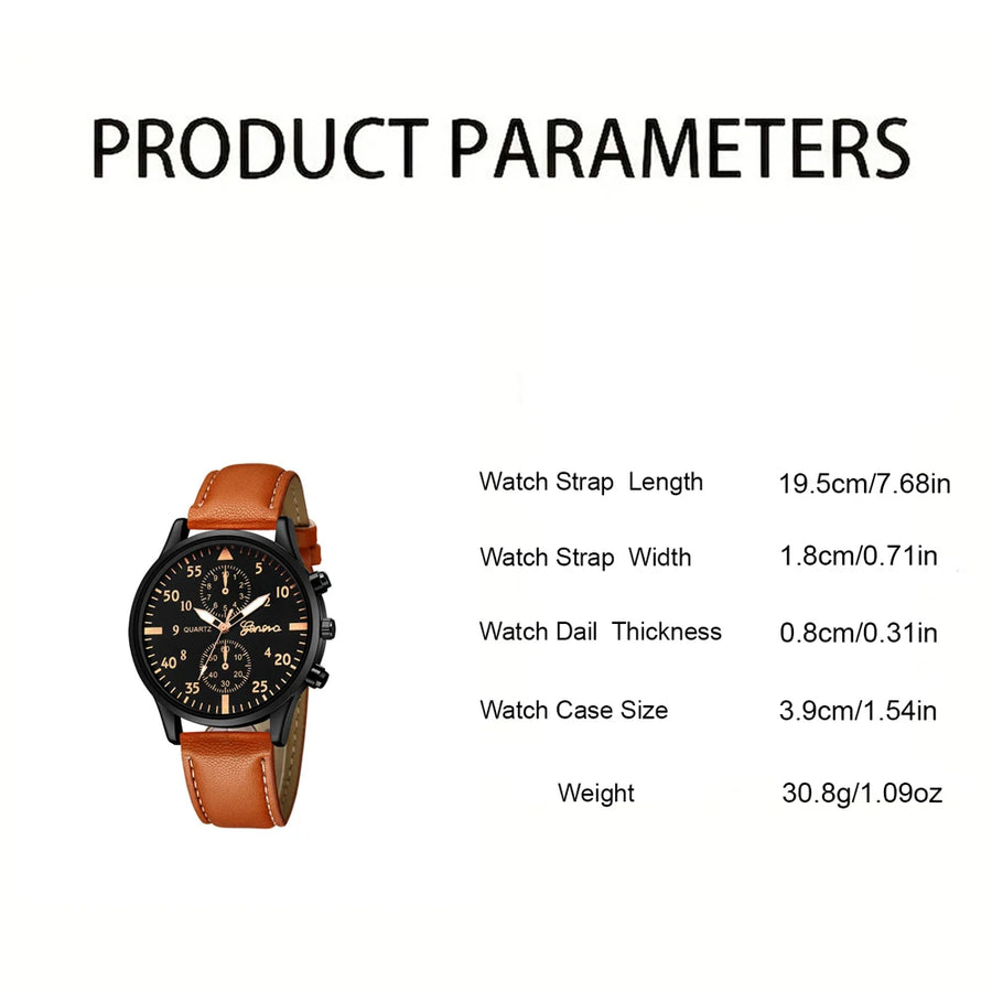 Men’s Hip-Hop Style Quartz Watch & Bracelet Set