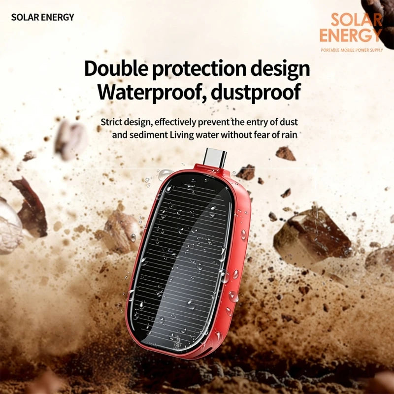 Mini Solar Power Bank – 1200mAh Keychain Solar Charger for Phones & Tablets, Emergency Backup