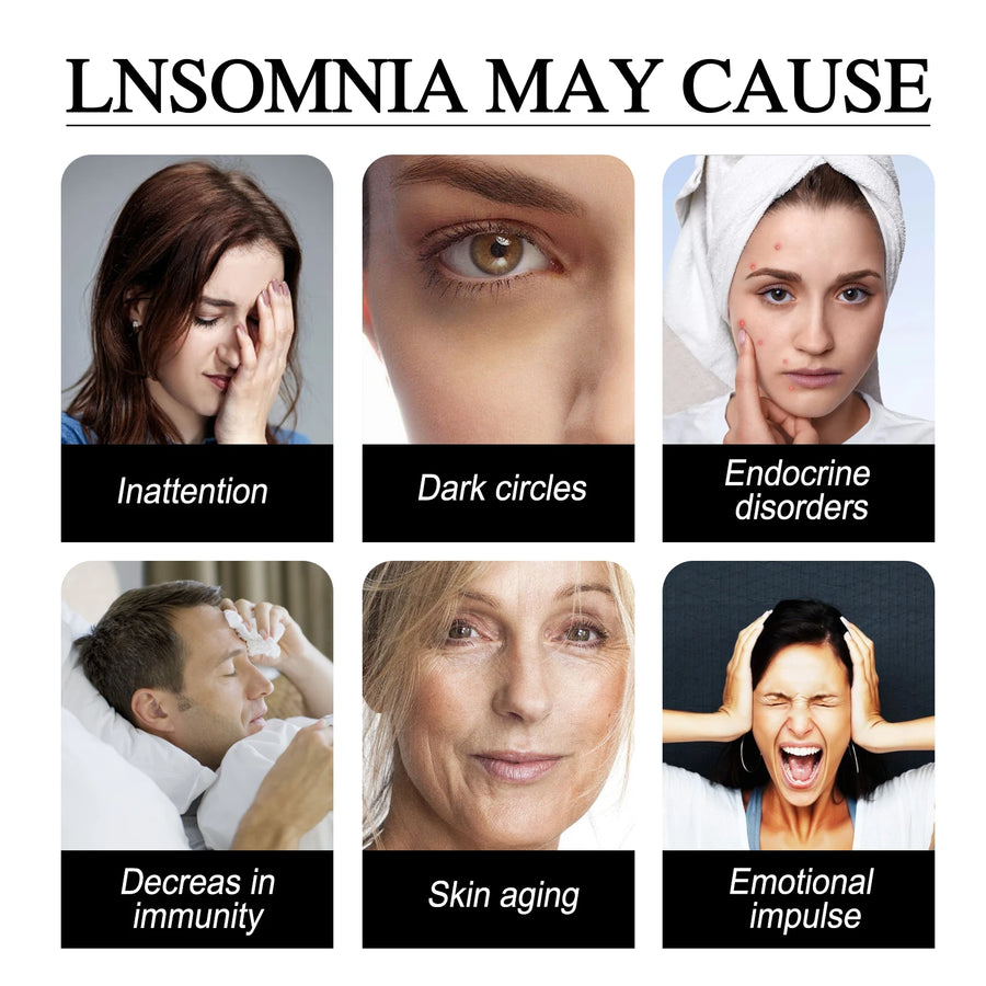 Infographic chart showing the effects of insomnia on health and appearance