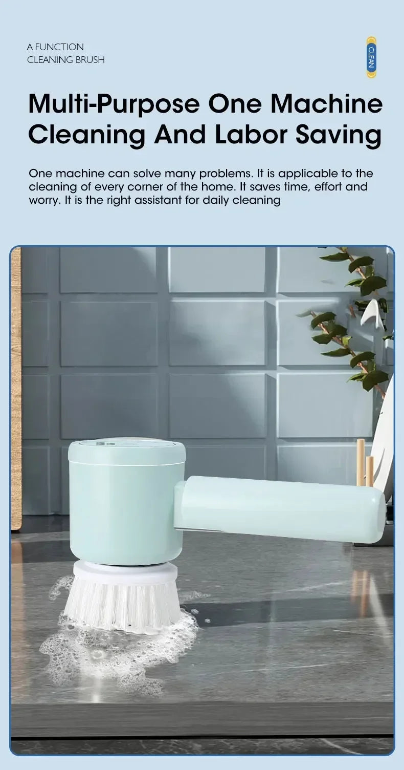 Cordless Electric Spin Scrubber, 5-in-1, for Bathroom Tile and Kitchen