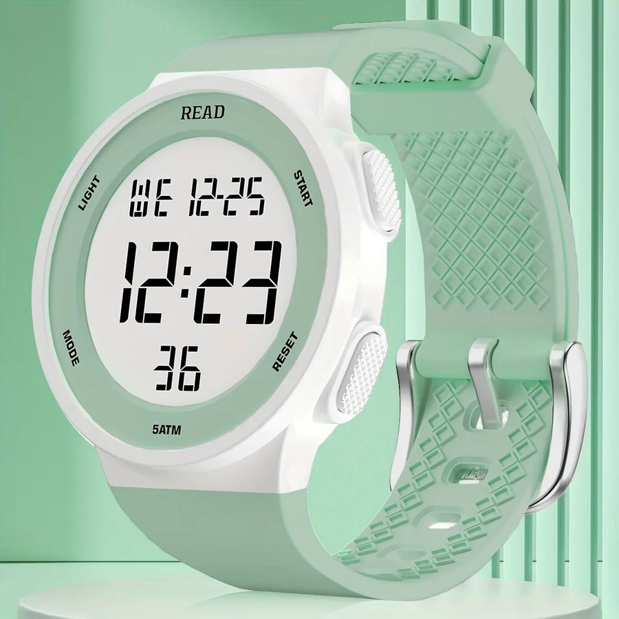 Women's LED Digital Watch, Waterproof Sport Watch with Silicone Band