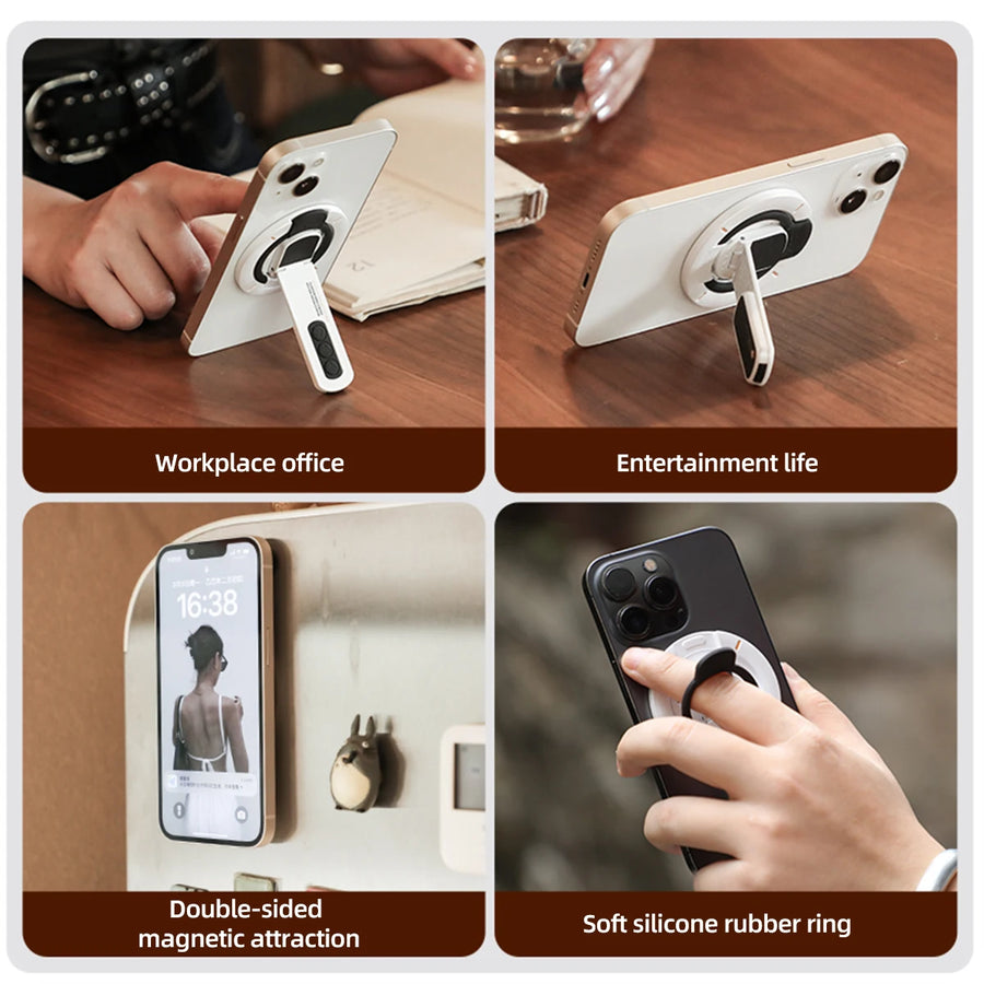 MagSafe Phone Grip Stand – 3-in-1 Magnetic Finger Ring Holder, Double-Sided Magnet