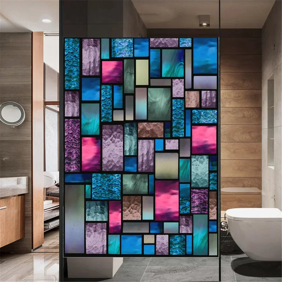 Privacy Window Film – Stained Glass, Static Cling, No Glue