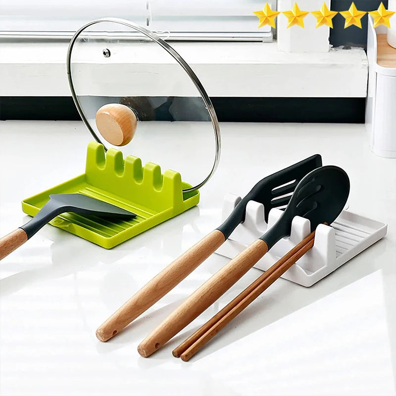 Spoon rest and pot lid holder front view