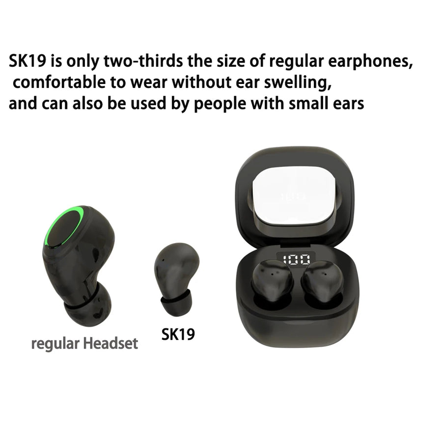 Wireless Bluetooth Headset Mini Ultra Small Sleep New Invisible Earbuds High Sound Quality Headphones Noise Reduction Earphones UpTrend Deals