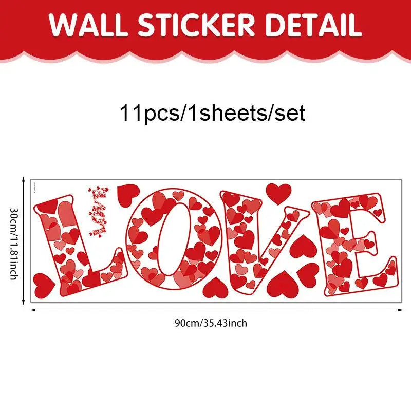 Valentine's Day Heart Stickers, Decorative Glass Window Decals