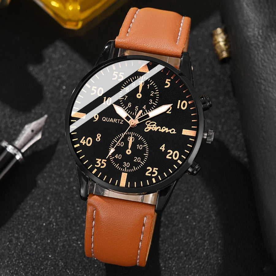 Men’s Hip-Hop Style Quartz Watch & Bracelet Set
