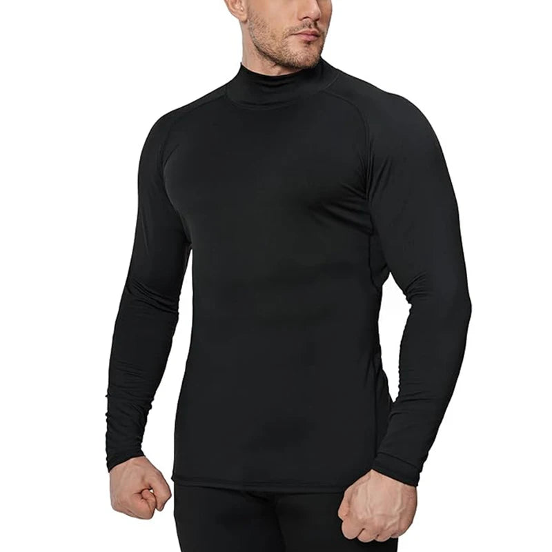 Men's Winter Thermal T-Shirt – Long Sleeve Turtleneck, Soft & Thin