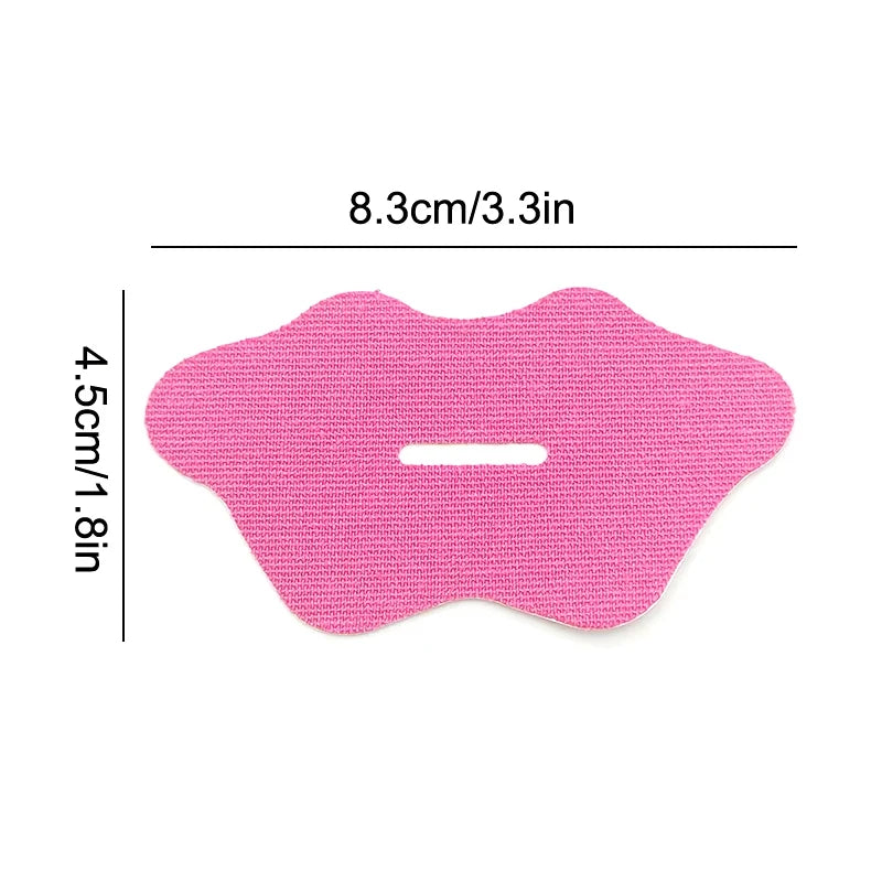 Mouth Tape for Sleeping - pink adhesive patch with measurements on white background