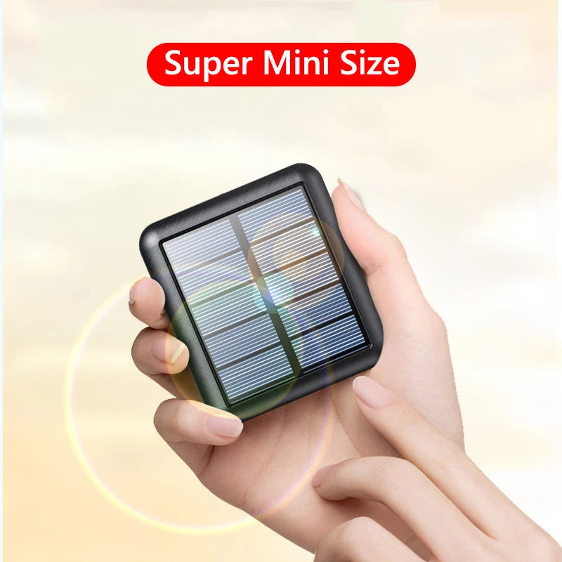 20000mAh solar power bank - compact mini solar charger held in hand, Super Mini Size