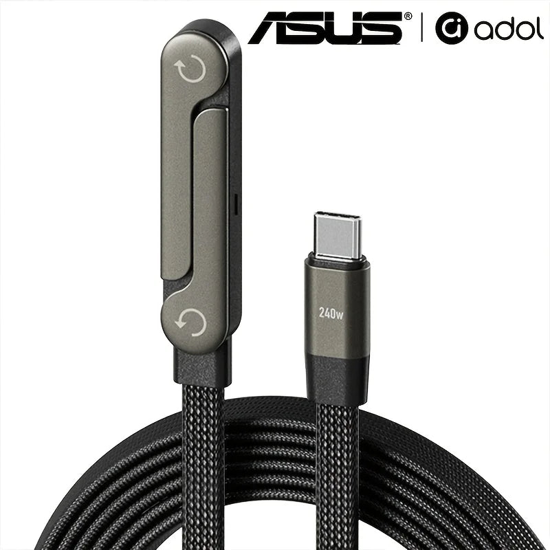240W Foldable Stand Type-C Cable – Braided with Multi-Function Holder for iPhone
