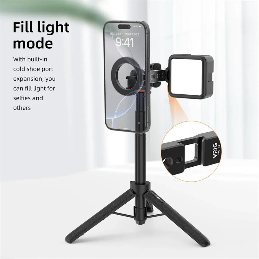 Magnetic Phone Tripod Mount – MagSafe Cold Shoe Mount with 1/4 Screw for iPhone & Android