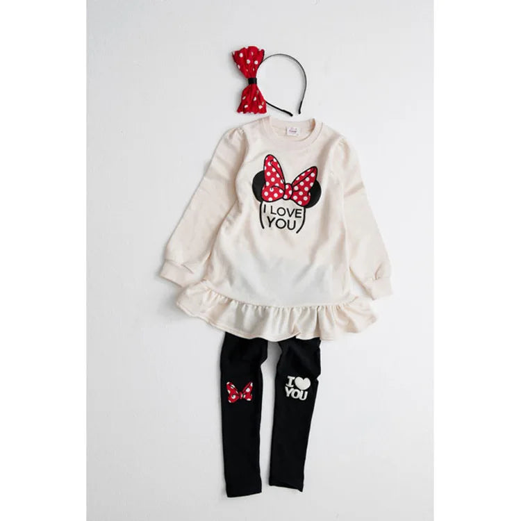 Kids Clothing Set featuring a playful bow knot outfit with cute designs for girls, perfect for spring and autumn wear.